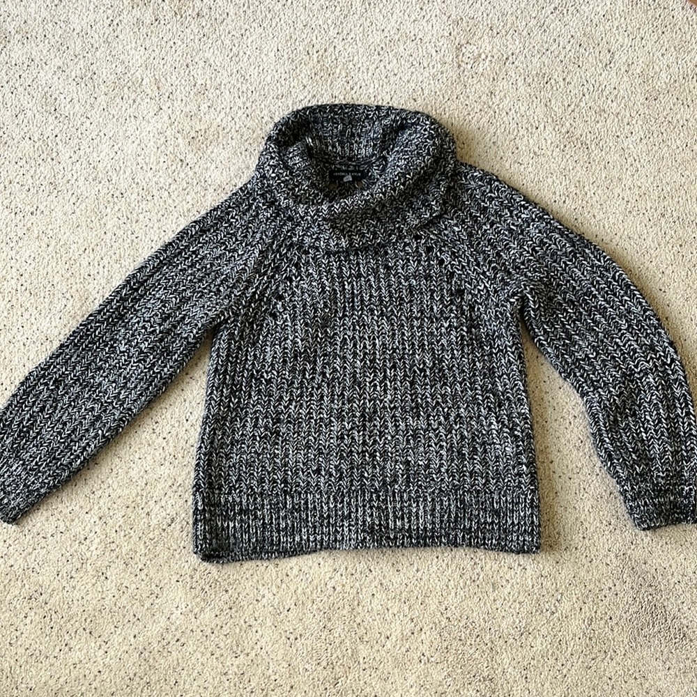 black and white knit turtleneck